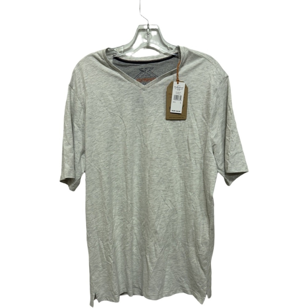 Weatherproof Mens VNeck NWT Short Sleeve Oatmeal Gray Size Large Basics